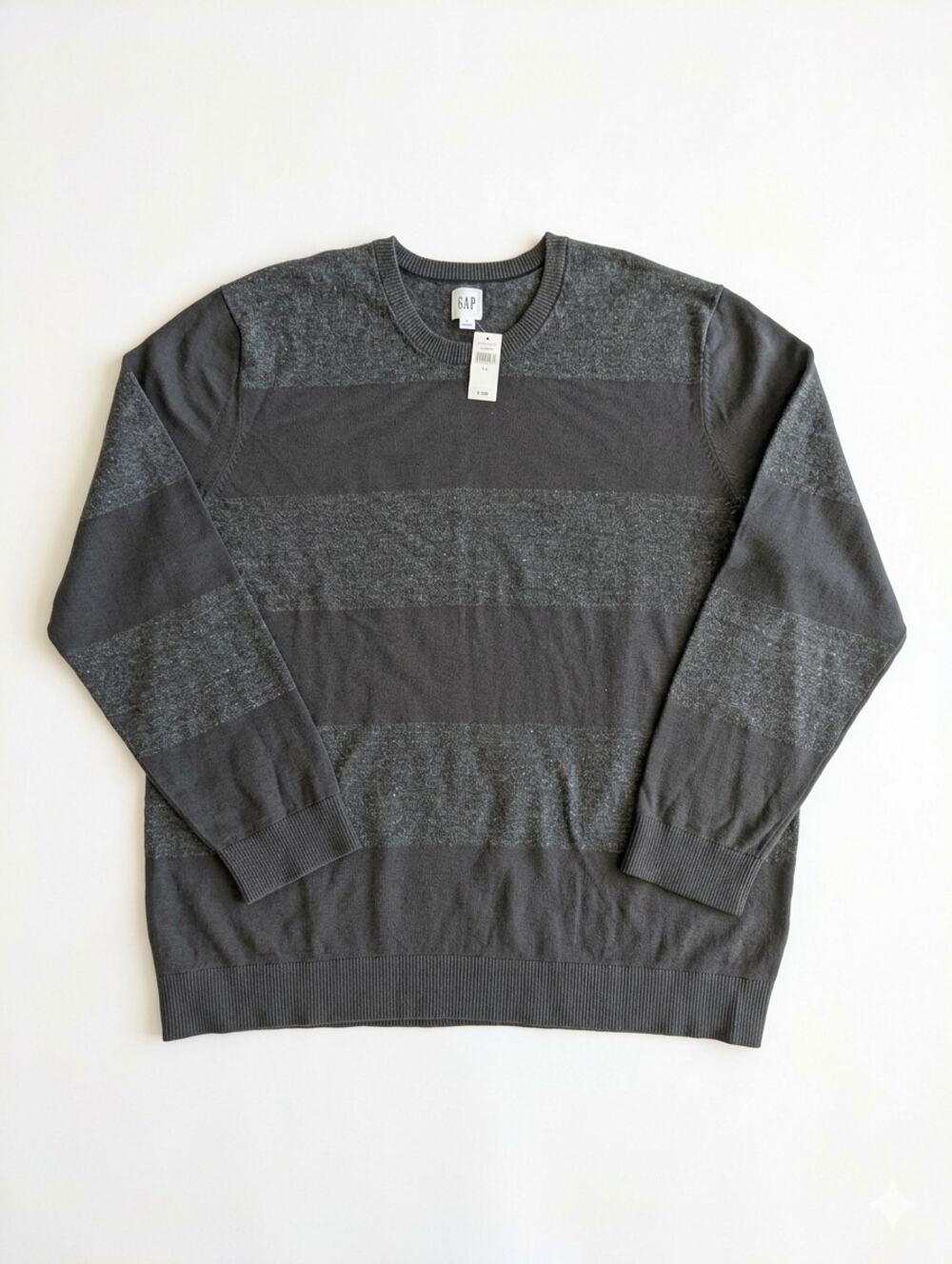 GAP Men's Striped Crewneck Sweater - Charcoal Gray Knit Pullover NWT